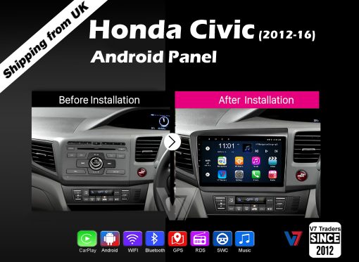 Civic Rebirth Android Multimedia Navigation Panel LCD IPS Screen - Model 2012-16 - V7 2