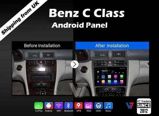 Benz C Class Android Multimedia Navigation Panel LCD IPS Screen - Model 2005-09 - V7 2