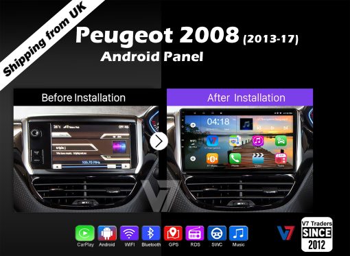 Peugeot 2008 Android Multimedia Navigation Panel LCD IPS Screen - Model 2013-17 - V7 2